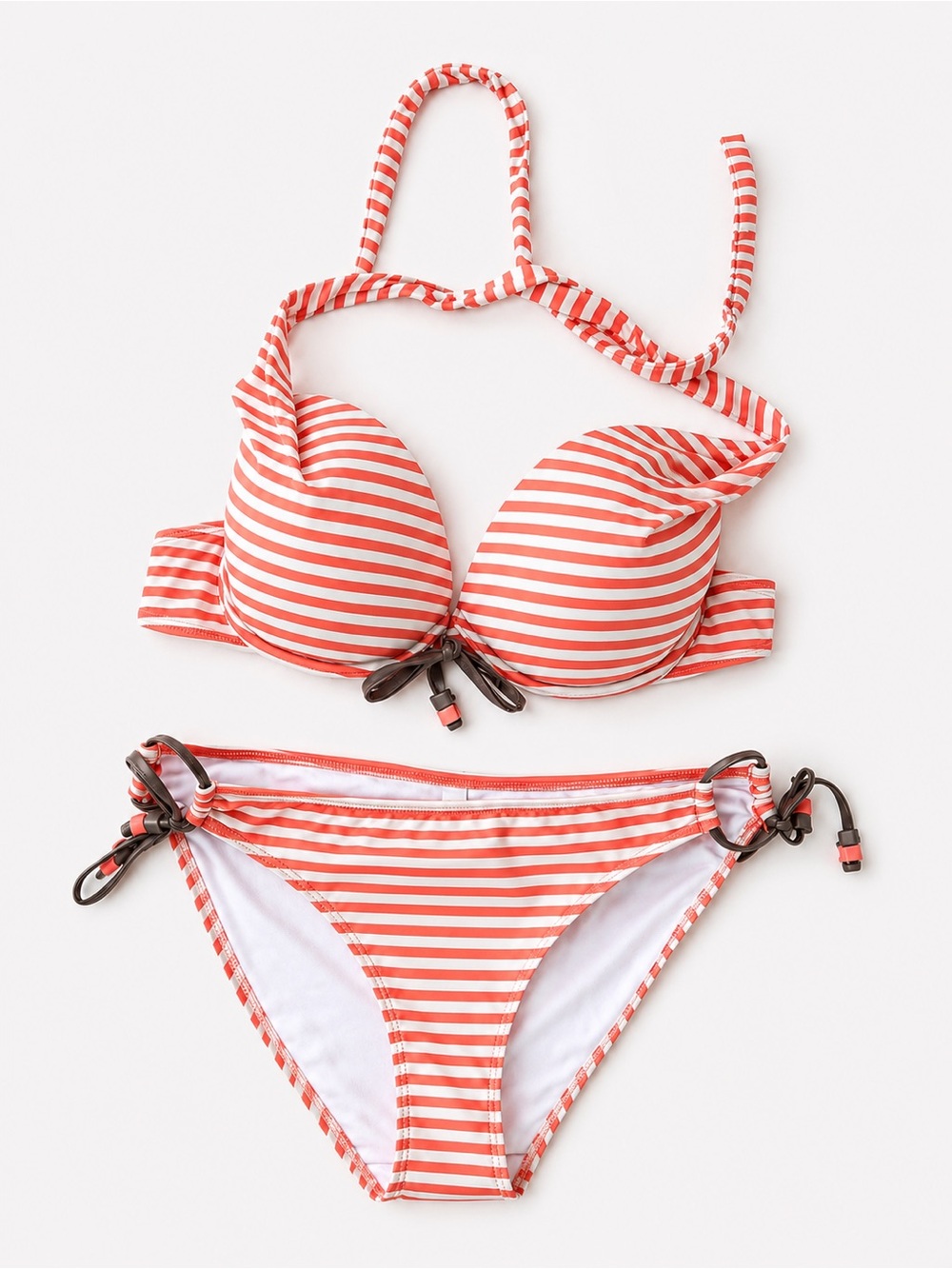 La vie en Rose Striped Coral and White Bikini size M